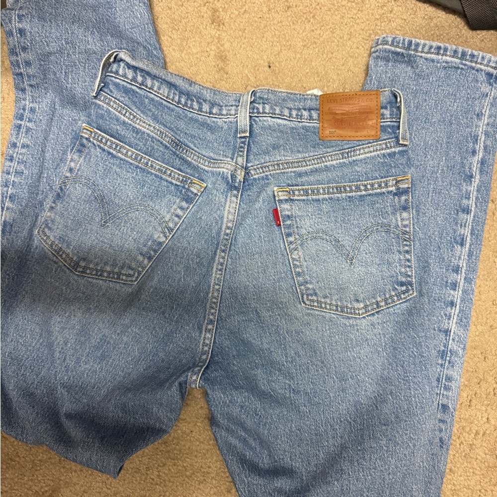 Levi's Light Blue Denim with Brown Leather Patch